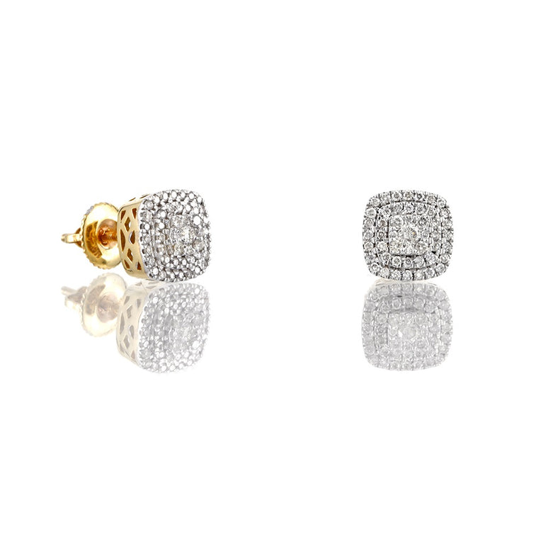 0.15Ct Yellow Gold Diamond Cluster Stud Earrings