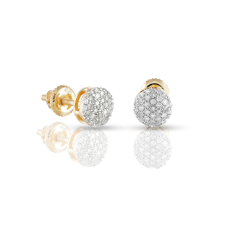 0.20Ct Diamond Cluster Yellow Gold Round Earrings