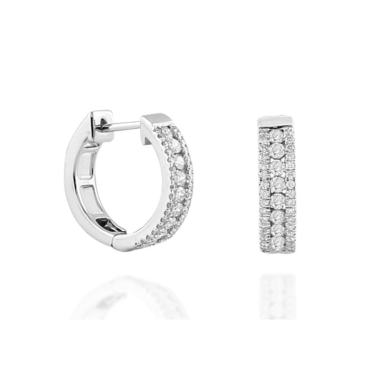 0.50Ct White Gold Round Diamond Huggie Hoop Earrings