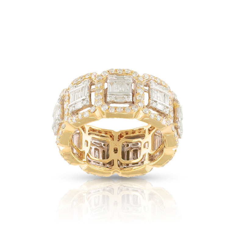 10mm Yellow Gold Baguette and Round Diamond Ring