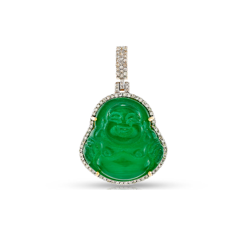 14K Yellow Gold Diamond Buddha Pendant