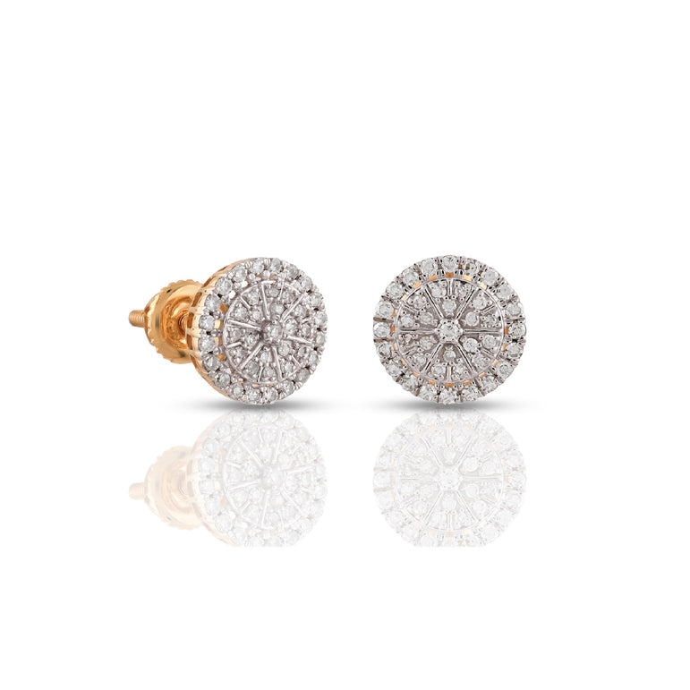 Yellow Gold Round Diamond Stud Earring