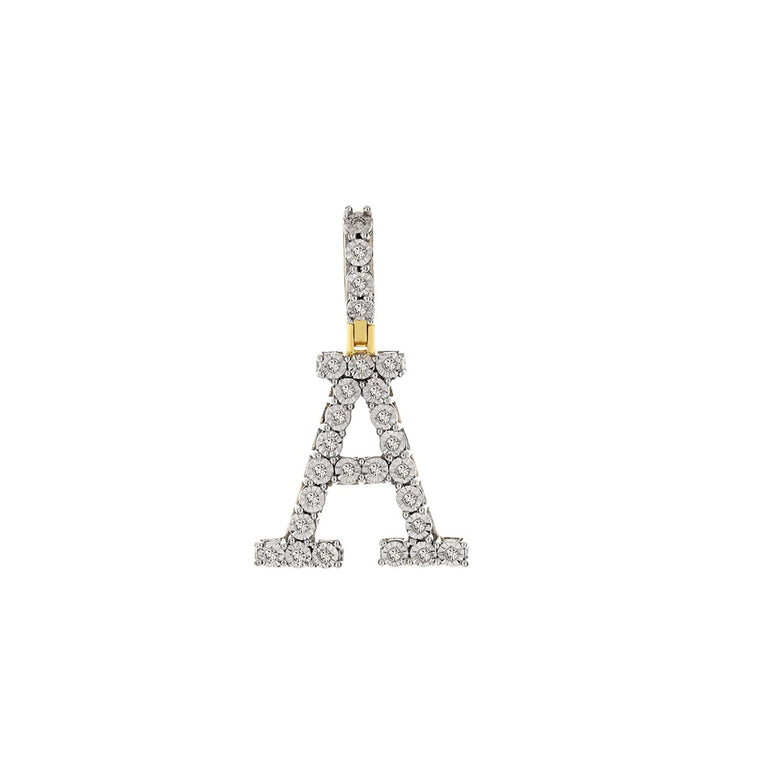 14k Yellow Gold Round Diamond Pave Initial Pendant