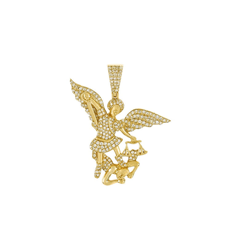 Yellow Gold Catholic Saint Michael The Archangel Pendant by Rafaela Jewelry
