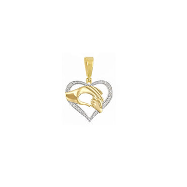Yellow Gold Mother and Child Hand Pendant