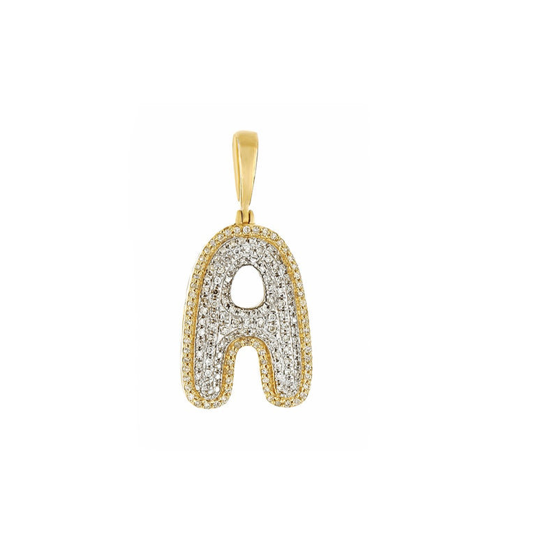 10K Yellow Gold Pave Initial Pendant With Diamond