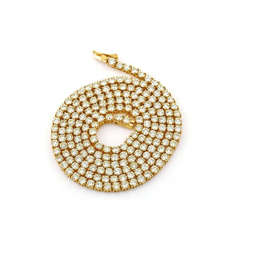 14k Yellow Gold Round Diamond Tennis Chain
