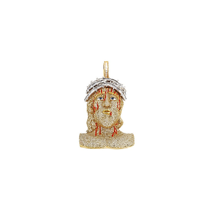 Yellow Gold Diamond Jesus Piece Pendant