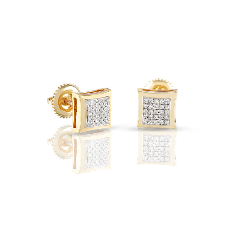 0.09Ct Yellow Gold Round Diamond Cluster Stud Earrings