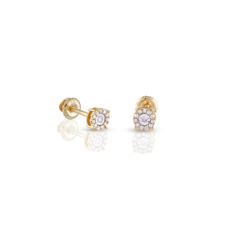 0.12Ct Yellow Gold Round Diamond Illusion Earrings