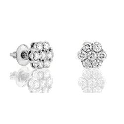 0.14Ct White Gold Round Diamond Flower Set Earrings