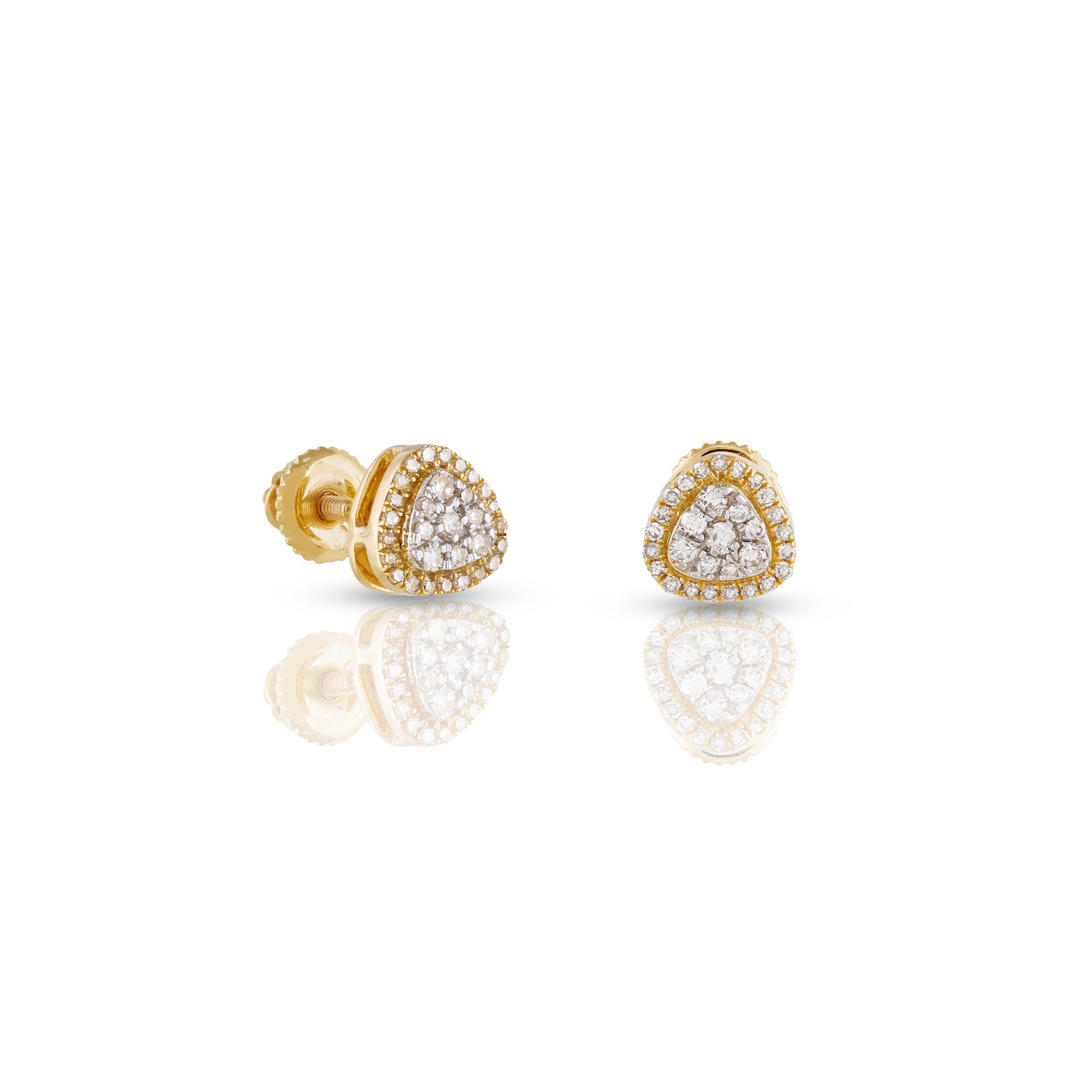 0.15Ct Round Diamond Yellow Gold Triangle Stud Earrings