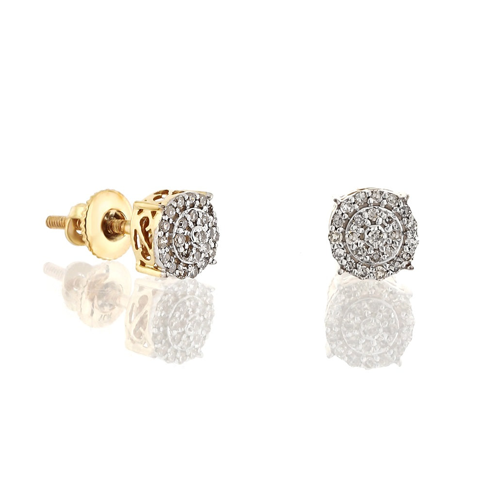 0.15Ct Yellow Gold Cluster Diamond Stud Earrings