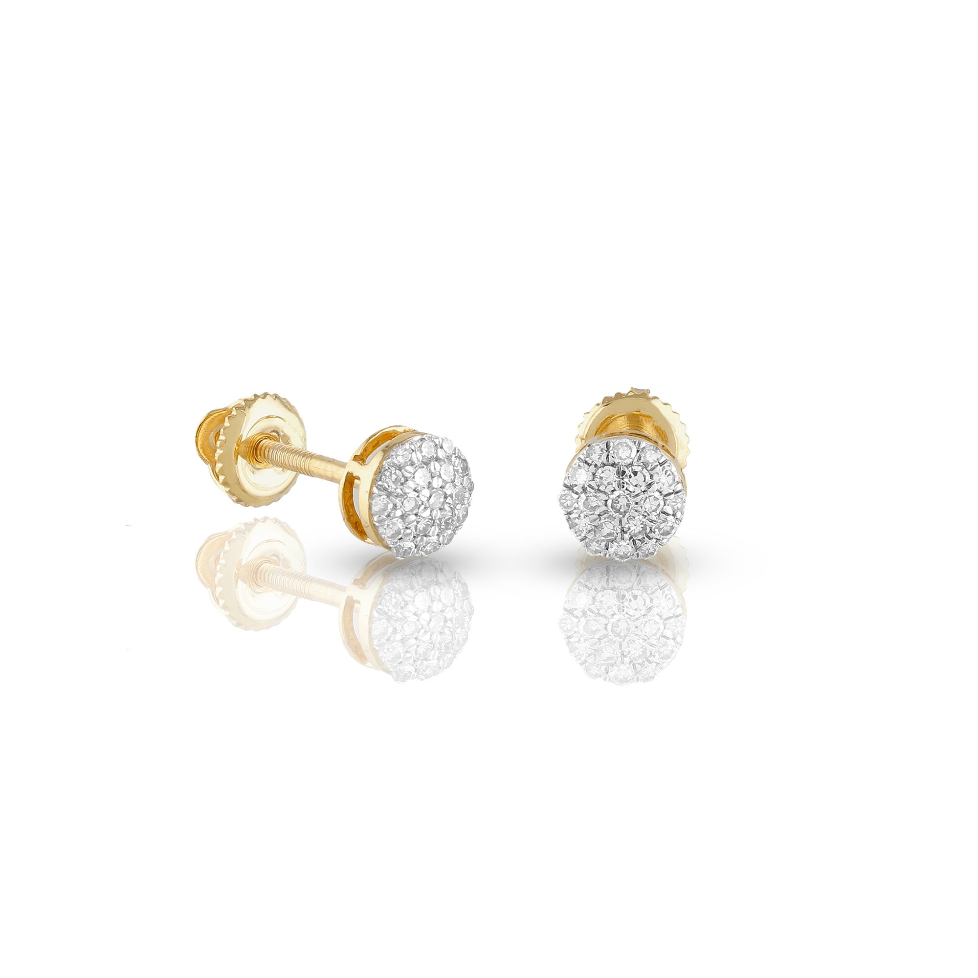 0.18Ct Yellow Gold Cluster Diamond Stud Earring for Girls