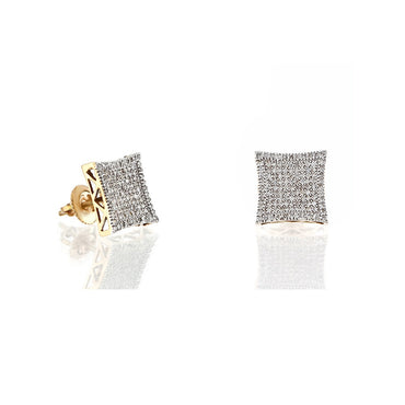 0.20Ct Diamond Cluster Yellow Gold Square Stud Earring