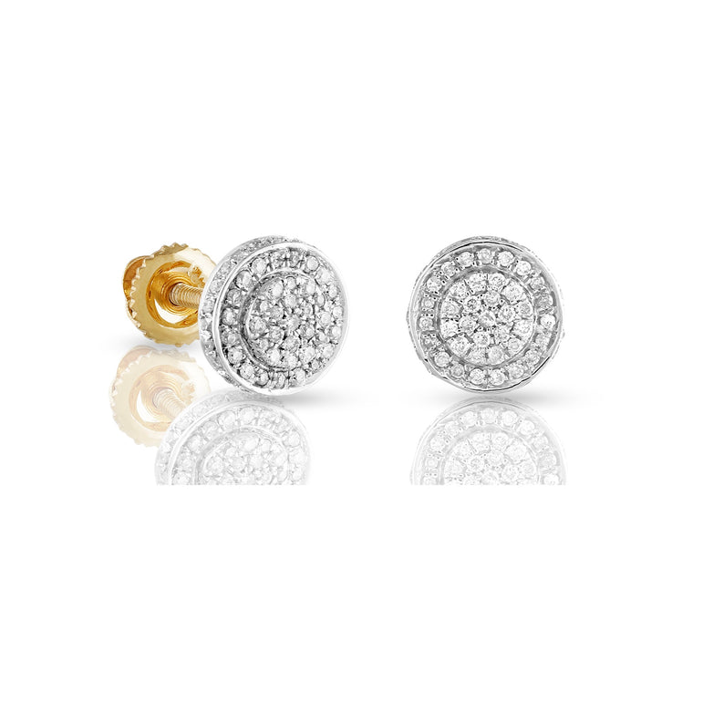 0.21Ct Diamond Cluster Gold Round Stud Earrings