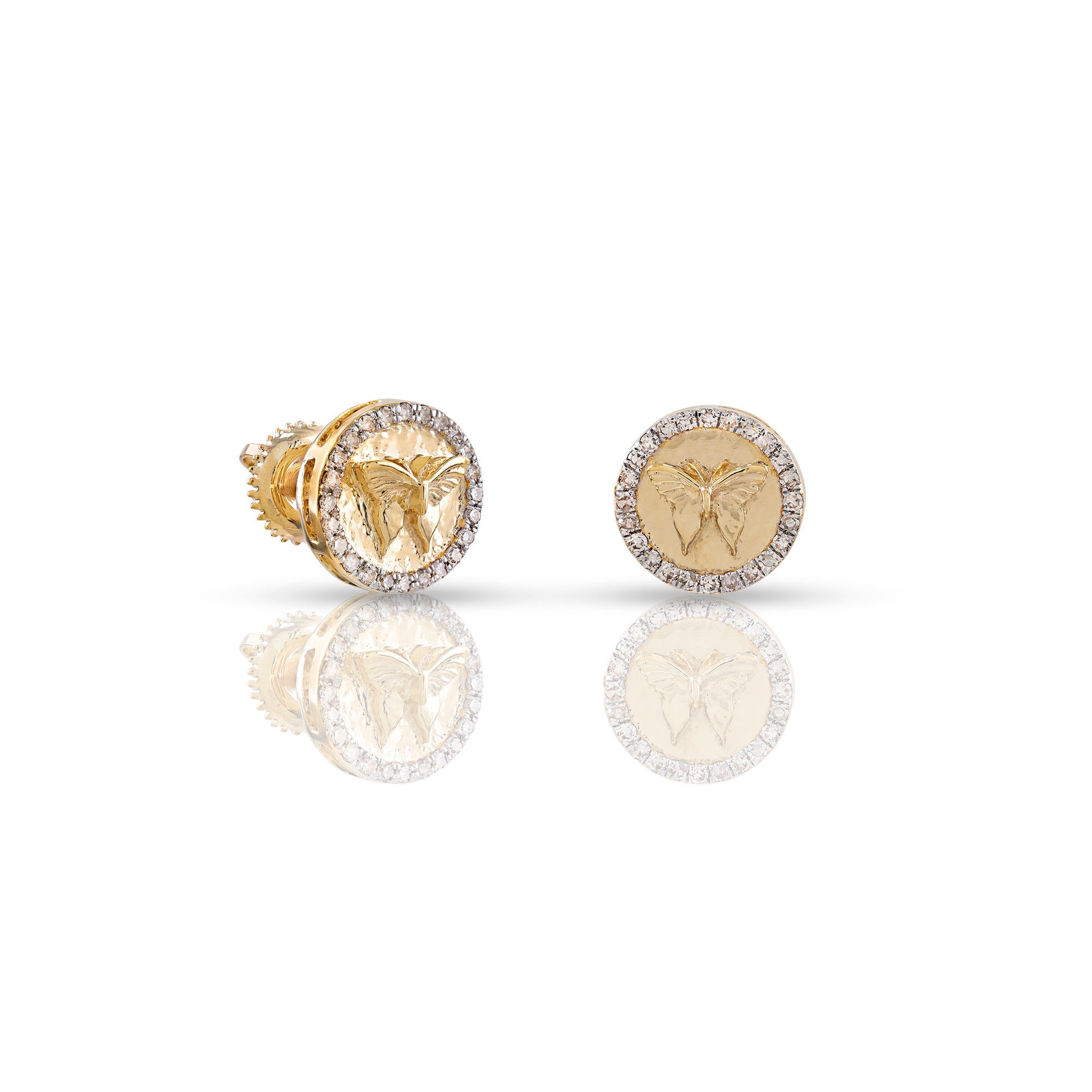 0.21Ct Diamond Yellow Gold Butterfly Stud Earrings