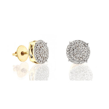 0.21Ct Yellow Gold Cluster Diamond Round Earrings