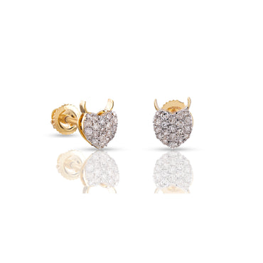 0.22Ct Yellow Gold Round Diamond Heart Earrings