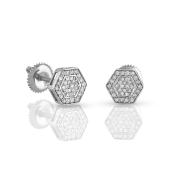 0.23Ct Diamond White Gold Hexagon Stud Earrings