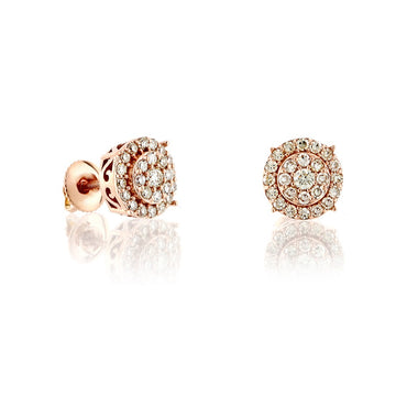 0.23Ct Rose Gold Round Diamond Flower Stud Earrings