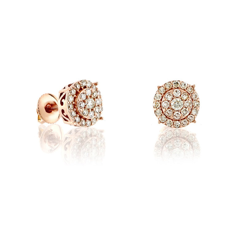 0.23Ct Rose Gold Round Diamond Flower Stud Earrings