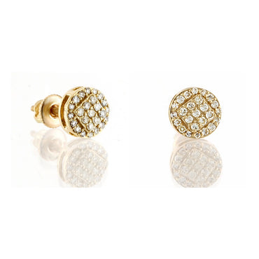 0.24Ct Yellow Gold Cluster Diamond Round Stud Earrings