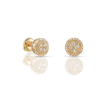 0.26Ct Yellow Gold Round Diamond Stud Earrings