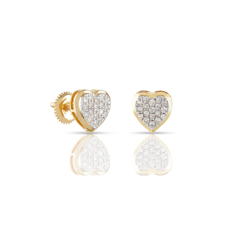 0.26ct Diamond Cluster Yellow Gold Heart Earrings