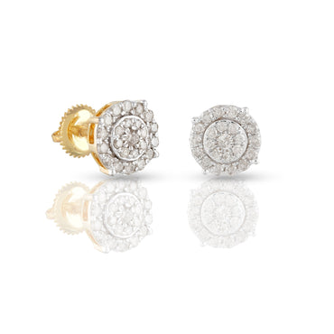 0.29Ct Yellow Gold Diamond Cluster Stud Earrings