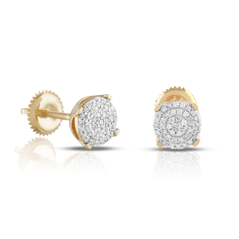 0.2Ct Round Diamond Cluster Yellow Gold Stud Earrings