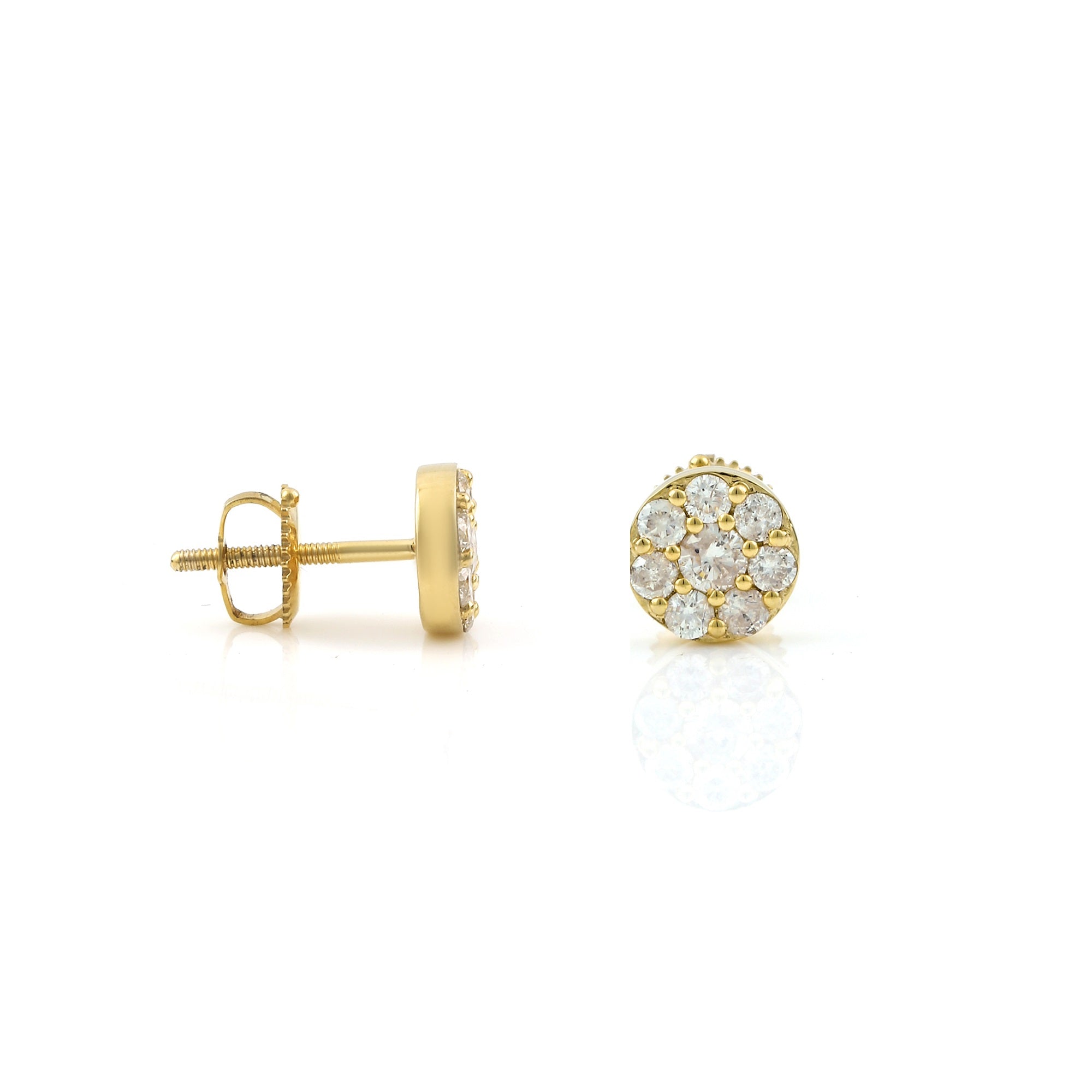 0.30Ct Yellow Gold Round Diamond Stud Earring