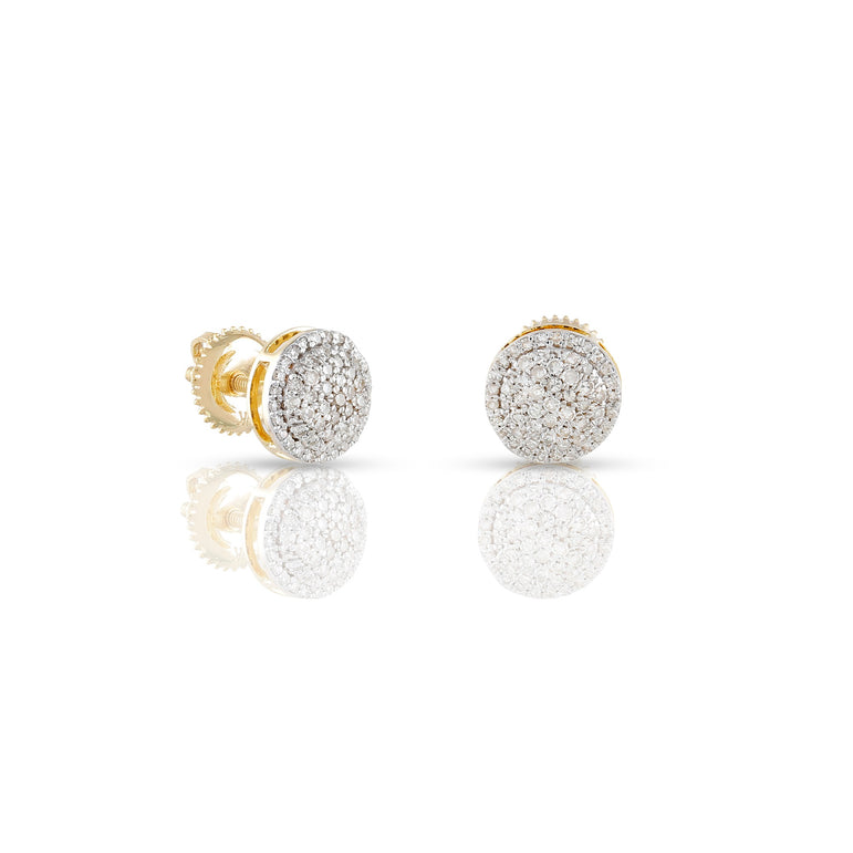 0.32Ct Diamond Cluster Yellow Gold Round Stud Earrings