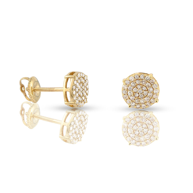 0.35Ct Round Diamond Cluster Yellow Gold Stud Earrings