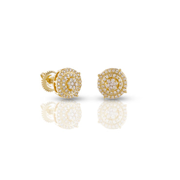 0.36Ct Diamond Cluster Yellow Gold Round Stud Earrings