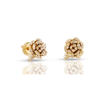 0.37Ct Round Diamond Yellow Gold Rose stud Earrings