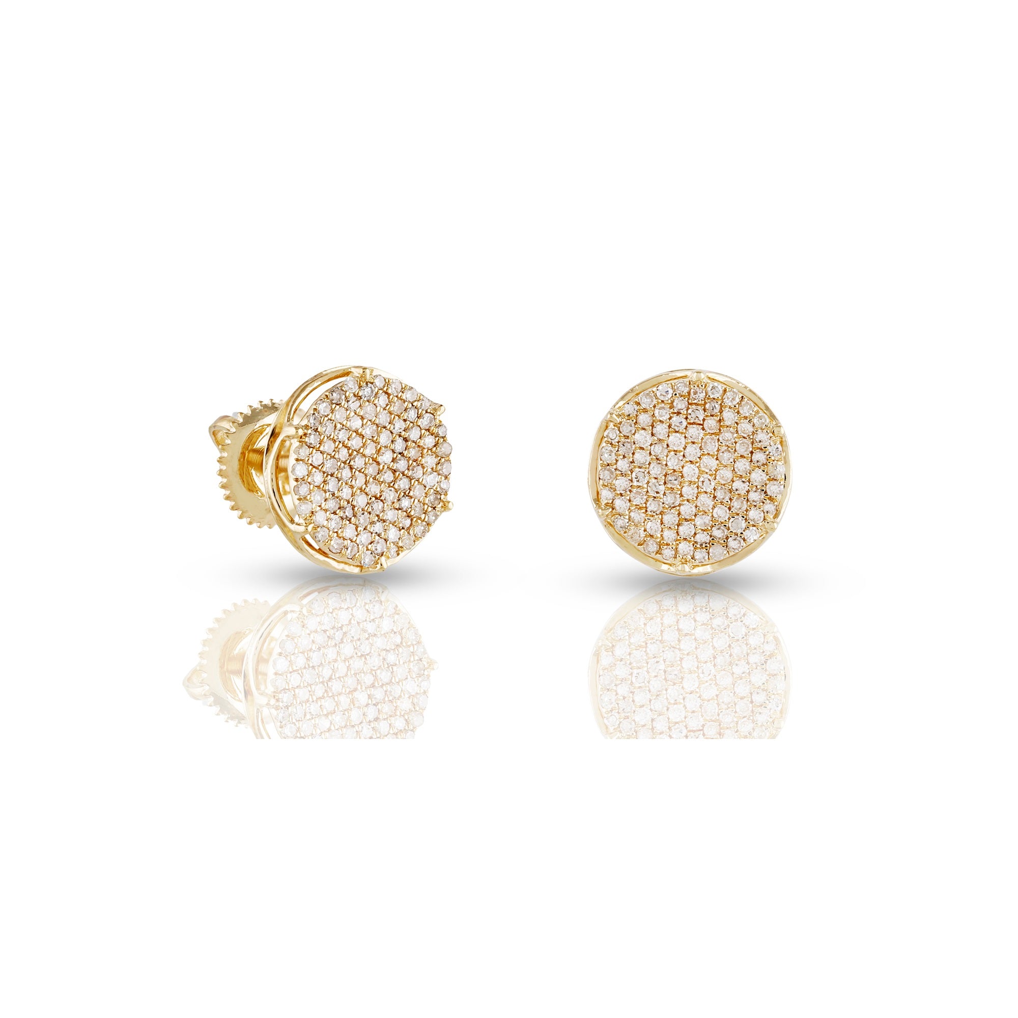 0.43Ct Yellow Gold Round Diamond Cluster Earrings