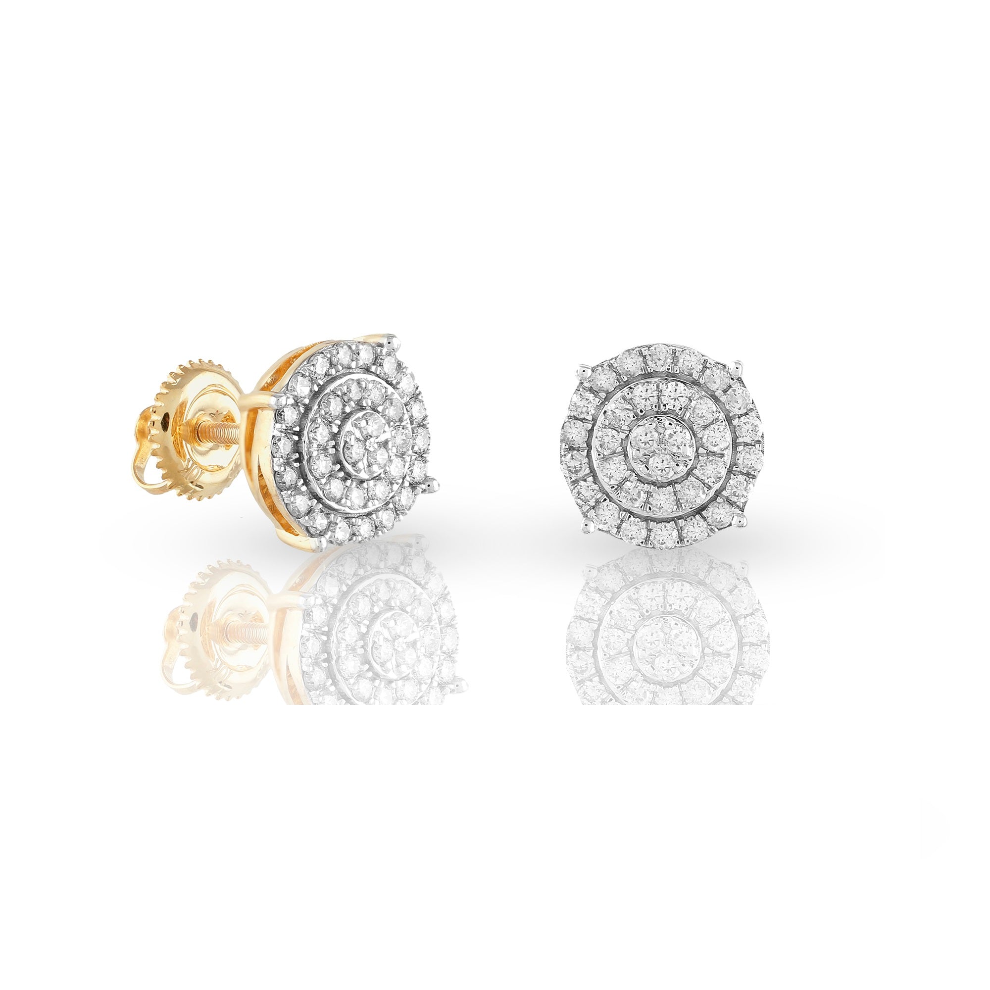 0.48Ct Diamond Cluster Yellow Gold Round Stud Earrings