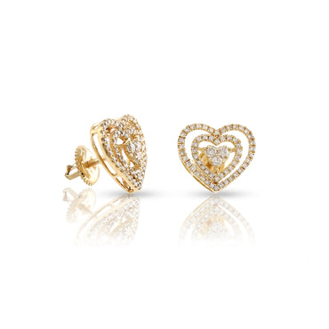 0.50Ct Round Diamond Yellow Gold Heart Stud Earrings