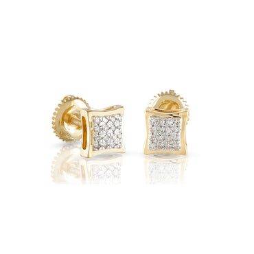 0.50Ct Yellow Gold Round Diamond Square Stud Earrings