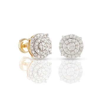 0.71Ct Yellow Gold Diamond Cluster Round Earrings