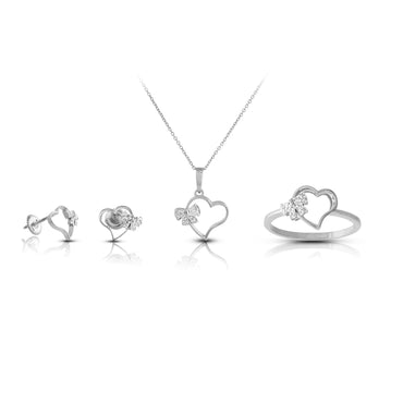 3-Piece Gold Earrings Set, Ring, Pendant – Heart Shaped Jewelry – Jewelry Sets for Women by Rafaela Jewelry