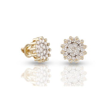 1.35Ct Round Diamond Yellow Gold Diamond Stud Earrings