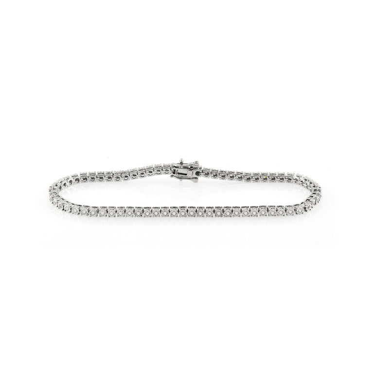 10K White Gold Round Diamond Illusion Bracelet