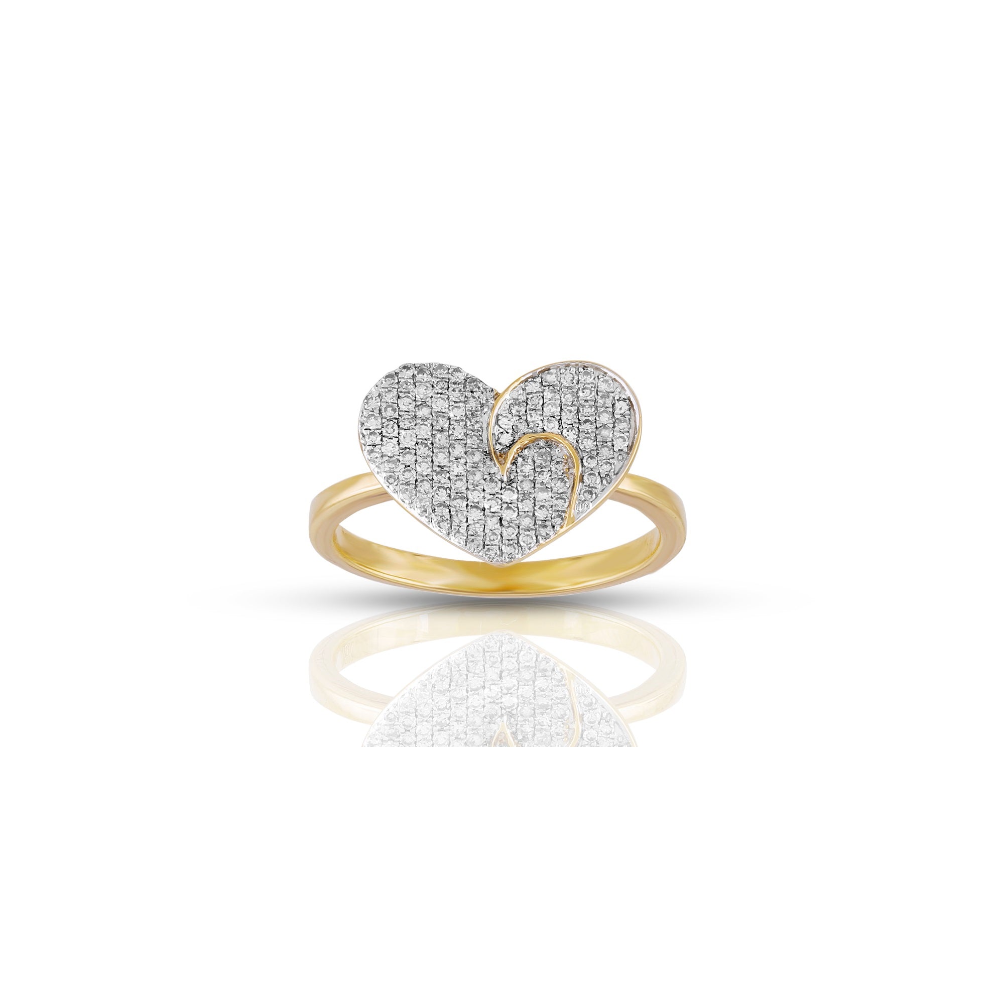 10K Yellow Gold Cluster Diamond Heart Ring