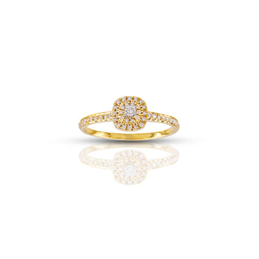 10K Yellow Gold Round Diamond Cluster Ring