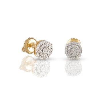 10K Yellow Gold Round Diamond Cluster Stud Earrings