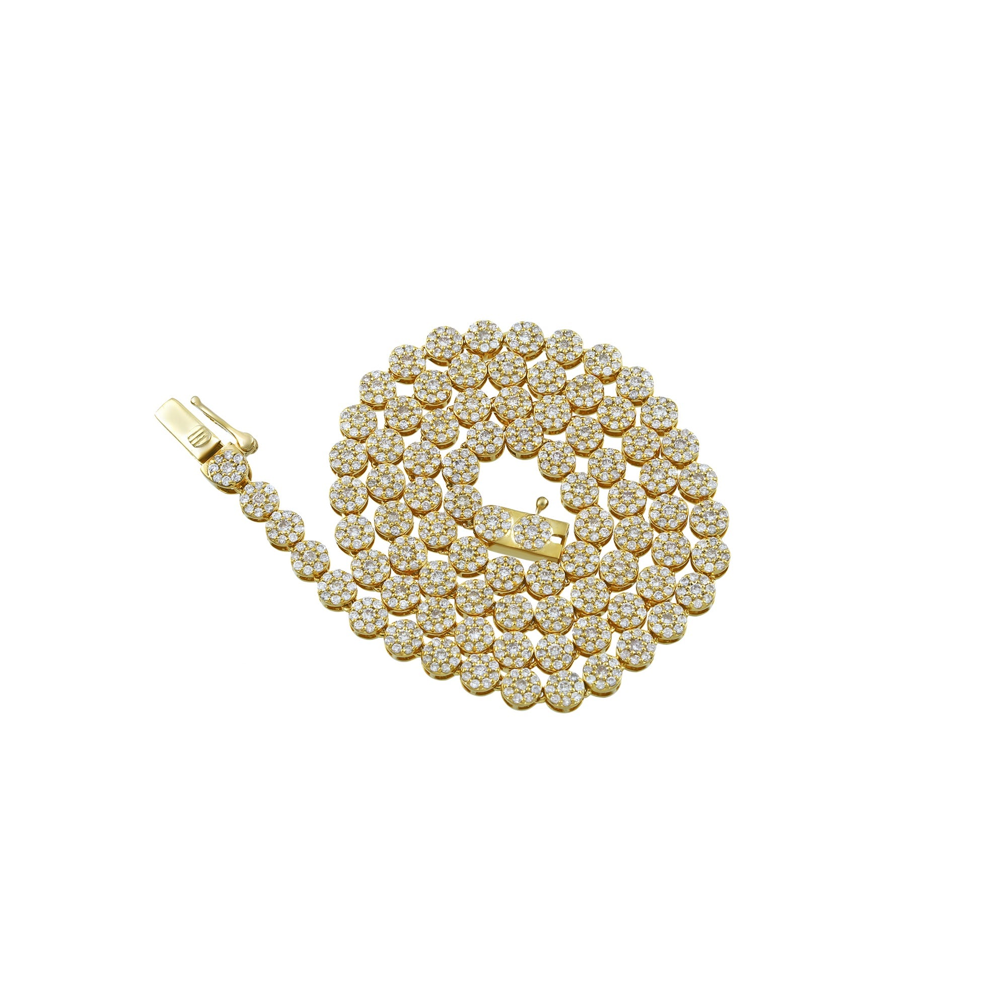 10K Yellow Gold Round Diamond Tennis Chain