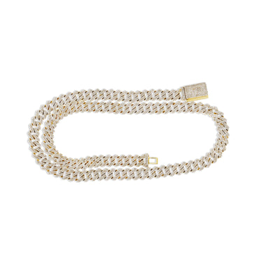 10K Yellow Gold Round Pave Diamond Cuban Bracelet