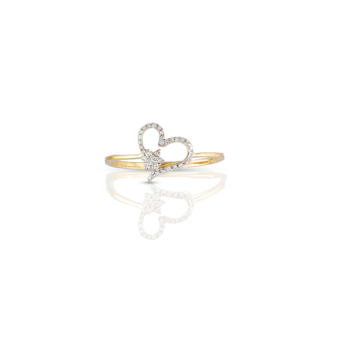 10mm Yellow Gold Open Heart Diamond Ring